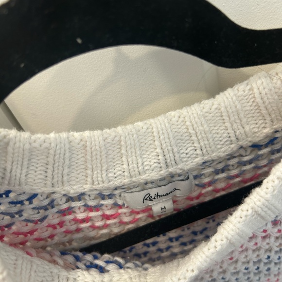 Reitmans Cream Knit Sweater with Navy and Pink Stripes - Picture 2 of 3